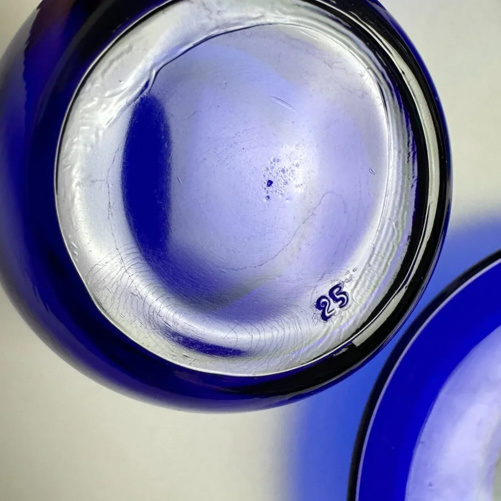 Set of 2 Vintage Cobalt Blue Cup and saucer Glass